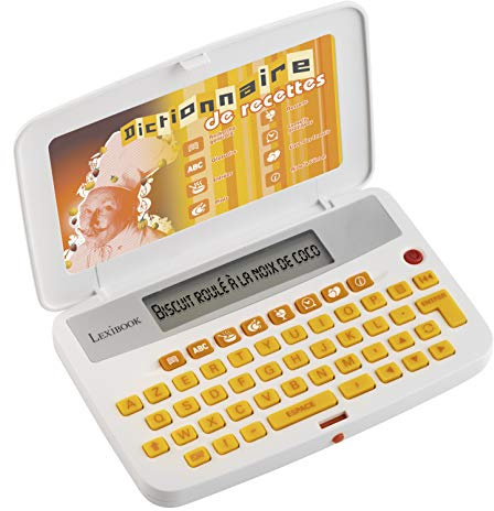 Lexibook, Le dictionnaire de recettes, 500 recettes de cuisine issues du livre 500 recettes Express de A à Z, Glossaire des termes techniques, Liste de courses, Blanc/orange, DN602FR