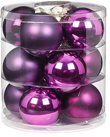 Magic Weihnachtskugeln Glas 8cm 12 STK. Christbaumkugeln (Purple Deluxe (Violett Lila Purpur Glanz/Matt))