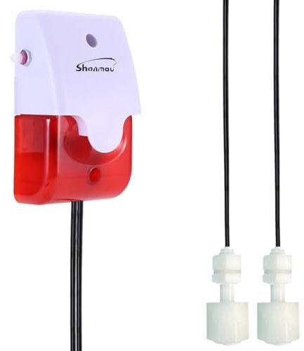 High / Low Water Level Sensor Detector Alarm 120 dB Red Strobe Siren, Adjustable Alarm Volume, Sump Bobber Water leak Sensor,16.4ft Probe Cord, Suitable for Water Tank/Aquarium, Swimming Pool/Basement