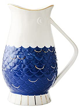 Carafe d'eau Pichet en céramique peint à la main avec poignée anti-échappement Théière à grande capacité cruche haute capacité pour le jus, le lait, les boissons froides ou chaudes Carafes