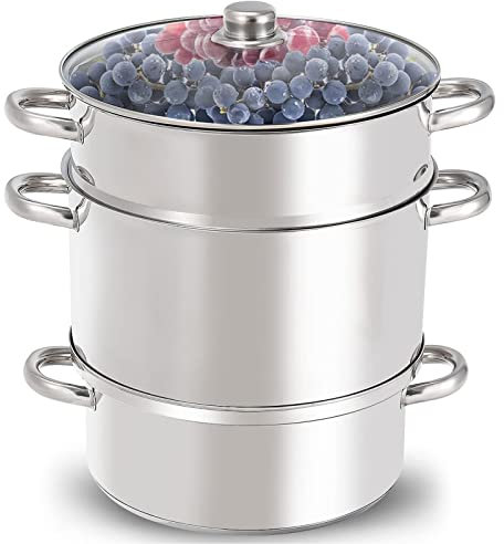 Acciaio Inossidabile 304 Succo Di Vapore 11 Quarti Frutta Verdure Spremiagrumi Multipot Pentole Da Cucina Con Coperchio, Tubo Flessibile, Morsetto, Maniglie Ad Anello Per Fare Il Succo, Gelatina