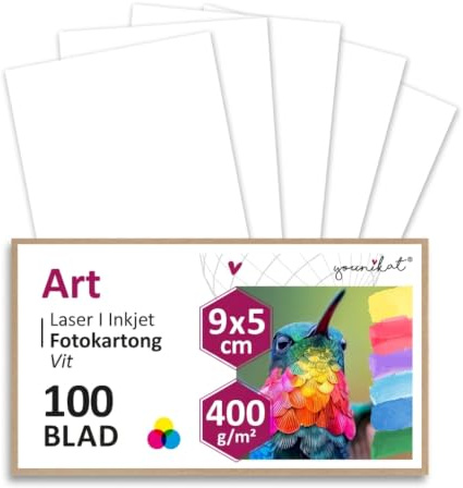 younikat Vita Bristolkort, 100 Ark, 9 x 5 cm, 400 g/m² - dv1011 | Tjocka vita bristolkort för kreativa hobbyer, studieblad, skola, inbjudningar och DIY-projekt.