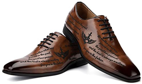 JITAI Chaussures Homme Oxford Chaussure de Ville Homme Oxford Cuir Chaussures à Lacets pour Mariage, marron-04, 44 EU (11 UK)