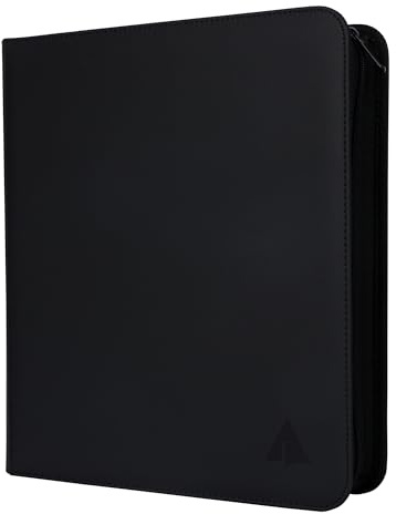 Rayvol Trading Card Binder, 9 Pocket Fit 1404 Cards - Metal D-Ring Card Holder with 78 Double-Sided Clear Pages, Top-Loading Collectors Album -Black