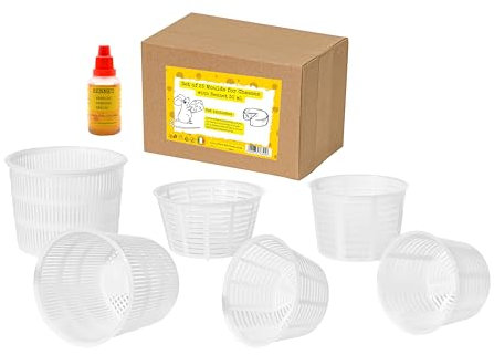 Set di 25 Fuscelle per Formaggio - Stampi per ricotta, Stampo in plastica per formaggi a pasta molle, Caglio
