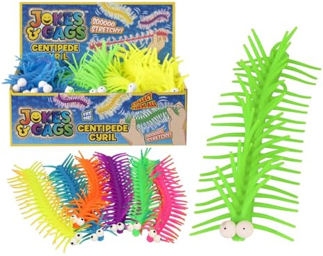 HOT BARGAINS 4 X Mega Stretchy Centipede Cyril Stress Toy Assorted Color Squishy Fidget Toys for Anxiety and Anti Stress for Kids (Centipede Cyril, 4, Count)