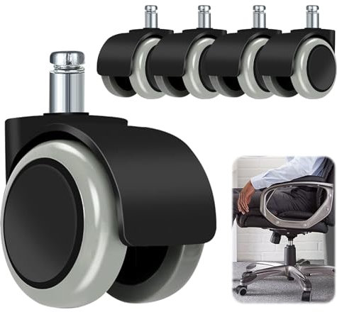 Bürostuhl Rollen, 5 Stück Rollen für Bürostühle Bürostuhl-Räder Ersatzrollen Universal Stuhlrollen für Strapazierfähige Bürostuhlrollen Ersetzen Bodenschutzmatten