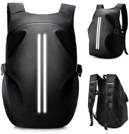 HYC00 Sacs à Dos de Moto pour Homme Femme, Sac à Dos Moto étanche,Accessoires de Motos,Réfléchissantes Sac de Casque de Moto,Grande Sacs pour Ordinateur Portable pour Casque Vélo Voyage,Noir Petit