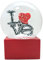 Schneekugel Liebe mit Herz | Schriftzug Love auf Sockel rot eck | Glas Schüttelkugel | Höhe 12 cm, Breite 10 cm | Geschenk Valentinstag Partnertag | 10006
