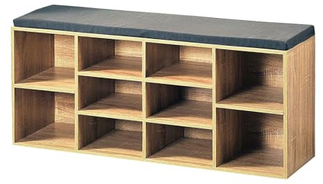 HTI living Garderobenbank mit 10 Fächern inkl. Sitzkissen Sonoma Schuhregal Sitzbank