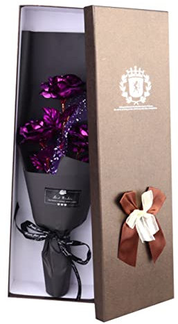 Zerodeko 3pc Goldfolie Folie Rosen Rose -Box für Frauen Valentinstag Corsage