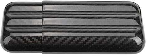 aqxreight Portasigari da Viaggio in Fibra di Carbonio 3 Tubi Custodia Humidor 16 5 x 7 5 x 3 cm