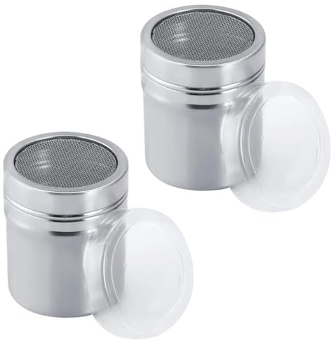 IKOPFLN 2 pezzi Agitatore per Zucchero a Velo con Coperchio, Spargi Zucchero a Velo e Cacao, Setaccio farina, Agitatore per Cappuccino, Spargi Cacao in Polvere, Per Spezie