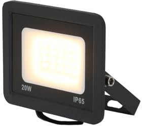 Alpinaluz Proyector LED Exterior 20W, 1900lm, IP65, Luz Cálida 3000K, Ángulo 120°, Soporte Ajustable, Carcasa Resistente y Chips LED CRI 80 para Jardines, Garajes y Patio