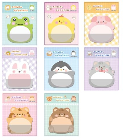 SGERUFZ 8 Blocs de Notes Adhésives avec Animaux Mignons, 160 Feuilles, Amusants pour Enfants, Cahier Drôle, Papeterie Kawaii pour Filles, Fournitures Scolaires, Autocollant, Maison Bureau Étudiants