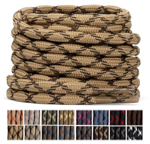 Stepace 2 Pares Cordones Redondos 4,5mm para Botas de Senderismo, Montaña y Trabajo, Cordones de Nylon Resistentes para Trekking