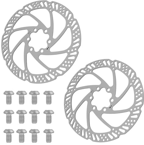 2pcs Disque de Frein pour Freins 6 Trous, 160mm disques de frein à disque de vélo, Ensemble Disques de Frein en Acier Inoxydable, avec et 12 Boulons, Idéal pour Améliorer les Performances de Freinage