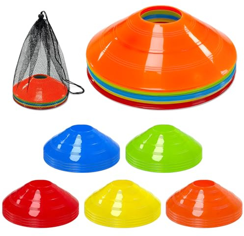 CAIXIANGYU Conos de Entrenamiento para Fútbol con Bolsa de Malla - Conos Marcadores para Entrenamiento y Delimitación de Campo de Fútbol, Baloncesto y Atletismo