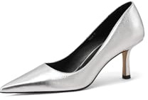 QUEEN HELENA Décolleté Donna Scarpe Eleganti con Tacco Basso K3642 (Argento, Sistema Taglie Calzature EU, Adulto, Donna, Numero, Media, 38)