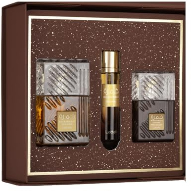 Lattafa Khamrah Qahwa | 100ml Eau De Parfum, 12ml Travel Perfume & 50ml Hair Mist | Lattafa Fragrance Giftset