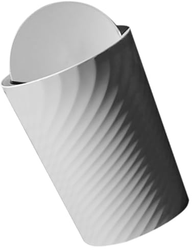 Housoutil Cubo de Basura de Plástico Gris con Tapa Abatible 12L Grande para Baño y Oficina Papelera Práctica para Interiores Recogedor de Residuos Domésticos Accesorio Funcional para
