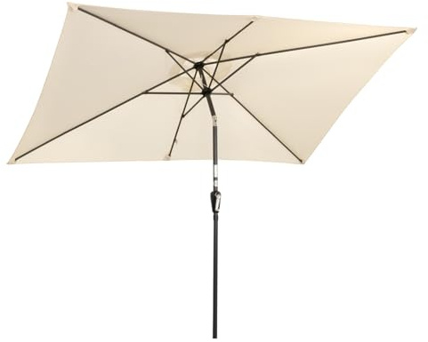 Angel Living 2x3M Sombrilla de Acero y Poliéster, Parasol Inclinado con Manivela, Sombrilla con Mástil Acero 38mm, para Balcón Terraza Patio Jardin (Crema)