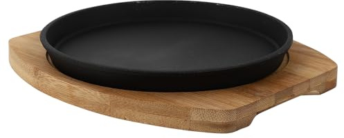 AMUSLESUR Plancha para Parrilla Teppanyaki de Hierro Redonda de 20 Cm, Sartén Antiadherente para Barbacoa de Carne y Pescado, Adecuado para Restaurante Interior y Exterior