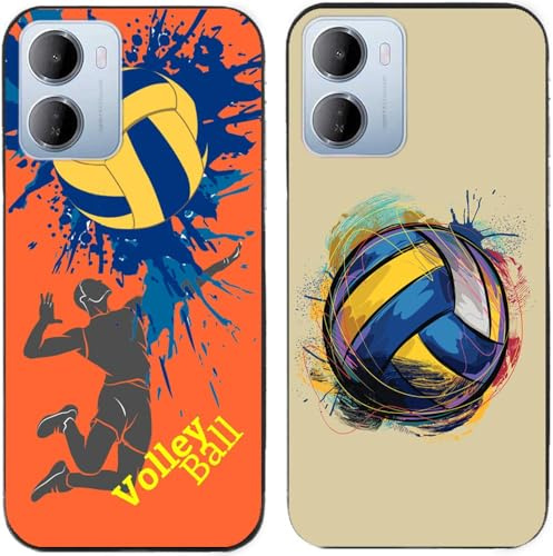 Fodral för Redmi 15A 5G, cool volleyboll tryckt hållbar nedbrytbar TPU silikongel tunn baksida telefonfodral, 2 st per paket