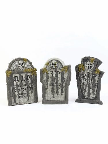 Fun World Pietra tombale di Accento Muschio 22 Pollici Decorazione Adulto RIP (con Croce) lapide
