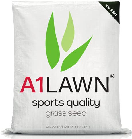 A1 Lawn AM 24 Premiership Pro Sports Quality Grass Seed, 10kg (280m2) – Fresh and Fast Growing, Pet & Child Friendly – Patch Repair, Over Seeding, New Lawns & Thickening – DEFRA Approved Lawn Seed