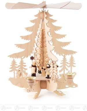 Pyramid med kurrde, för ljus d=14 mm bredd x höjd x djup 26,5 cm x 33 cm x 26,5 cm NY Erzgebirge bordpyramid julpyramid