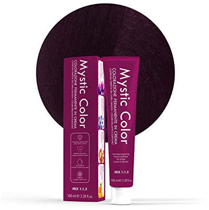Mystic Color, Tinte para el Cabello, Fórmula Enriquecida con Aceite de Argán y Caléndula, Coloración Permanente en Crema de Larga Duración, Castaño Irisado 4.2, 100 ml