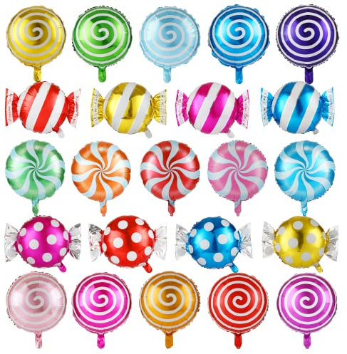 Kesote 23Pcs Sweet Candy Balloons - Round Lollipop Candy Land Party Decoration - 18 inches