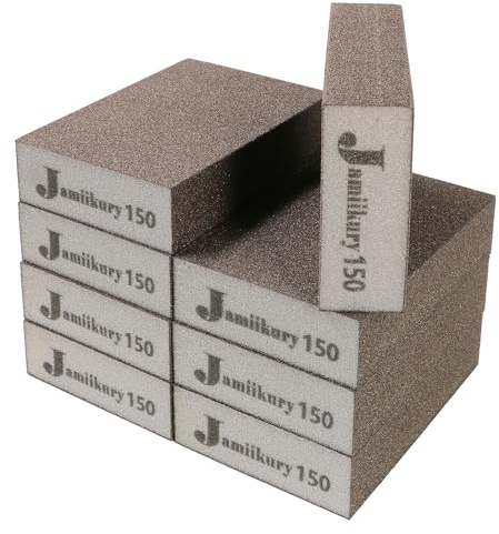 8Pcs 150 Grit Sanding Blocks, Jamiikury Fine Sanding Sponge Washable and Reusable, Wet Dry Sandpaper Sponge for Wood Metal FurniturePaint and Drywall