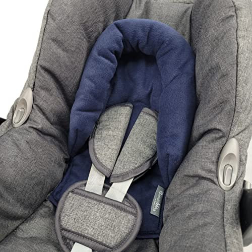 BAMBINIWELT Kopfpolster Kopfkissen für Babyschale kompatibel mit Maxi Cosi Modell Cabrio Fix und Citi, Gruppe 0, Fleece (Fleece marine)
