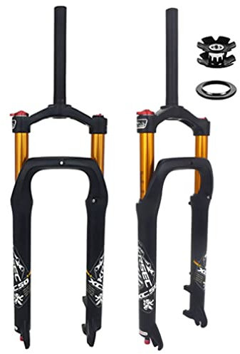 QHIYRZE 26X4,0 Zoll Fatbike-Gabel Mountainbike Federgabel Federweg 120Mm MTB Luftgabelabstand Nabe 135Mm 28,6Mm Gerade Krone Lockout-Dämpfung Einstellbar 9 Mm QR Snow Beach-Vorderradgabel