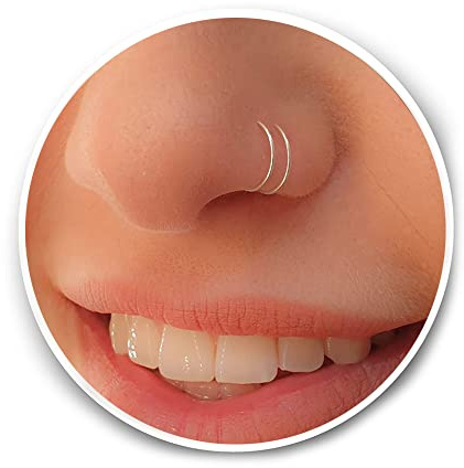Silver Double Fake Nose Ring - Tiny Thin 20 Gauge 7mm Faux Nose Hoop Piercing - 925 Sterling Silver Clip on False Nose Ring Jewelry - No Piercing Needed - Gift Ready