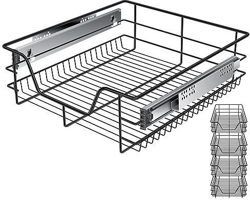 KESSER® cajón telescópico, cajón de cocina, armario de cocina, cesta extraíble, totalmente extraíble Negro