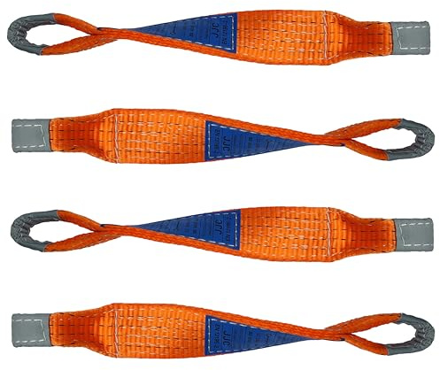 4 stycken professionella tvärremmar för spännbälte – 50 mm orange/biltransportbälte/spännbälte hjulsäkring dubbla öglor biltransport