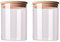 2 tarros de vidrio transparente de 250 ml con tapas de bambú, herméticos, recipientes de vidrio para cocina, recipientes de almacenamiento de alimentos, botellas para organización de despensa, tanque