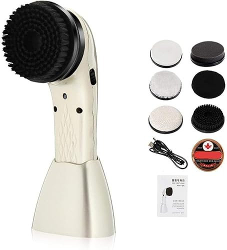 zzhugyin Electric Shoe Polisher Machine,Multifunctional Charging Automatic Electric Shoe Brush Shine Dust Polisher with USB Interface for Leather, Bag, Car Seat, Shoe, Dishes, White, M