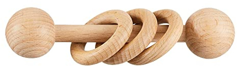 Chriswell Wooden Baby Rattle, Newborn Wooden Rattle Toy, Natural Wooden Montessori Baby Grip 3 Ring Toy, Baby Gift Toy, Wood Rattle-1