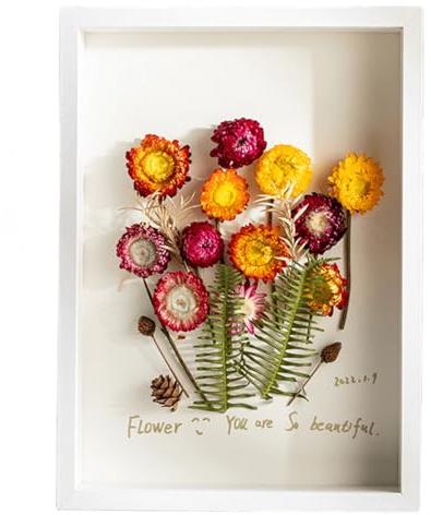 marysgift A4 Box Frame 3D White Shadow Box Frame Deep Display Frames Ideal for Memorabilia Pictures Flowers Medals Tickets Tabletop (White,A4)