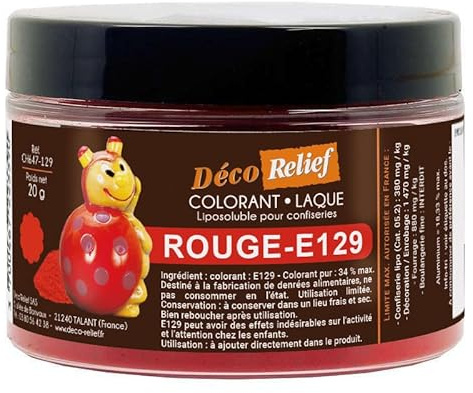 Déco Relief - Colorant Soluble Rouge Tomate 20 g - Colorant Professionnel pour Confiserie à base de Chocolat, Pâtisserie