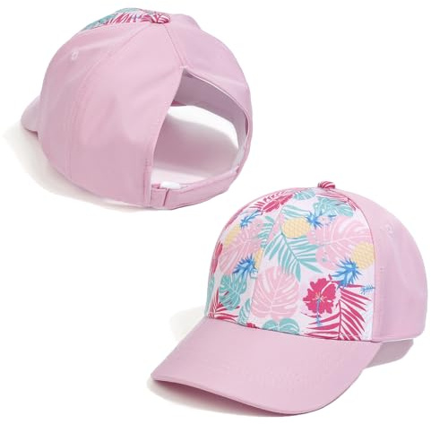YAMEE Casquette de Baseball pour Filles Réglable,Chapeau de Soleil Fille Queue de Cheval Doux Confortable,Casquette Enfant Lumière Respirante Anti-Soleil,Chapeau de Sport Extérieur Loisirs D'été