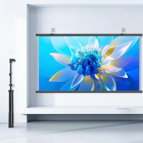TTENWVNZ BBGS Ecran de Projection Portable sur Trépied, Écran de Cinéma Ajustable pour Les Écoles, Les Réunions, Les Conférences, L'intérieur et L'extérieur, Transport Léger(84in,16:9)