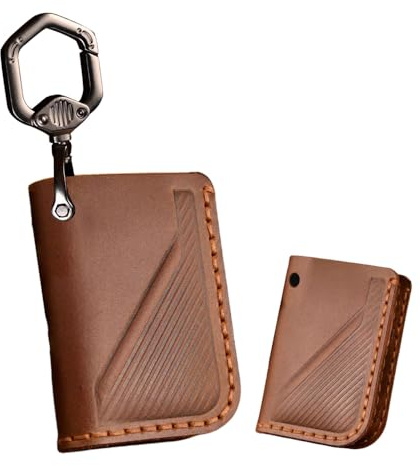 ontto Funda para llave de coche con llavero compatible con LYNK&CO 05 09 01 02 03 06 funda protectora de piel auténtica para llaves de 3 botones, color marrón