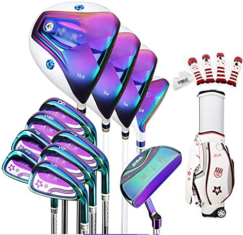 Komplett golfset för kvinnor, komplett set med högerhänta golfklubbor, högerhänt dam med väska, med stativväska, 12 klubbor