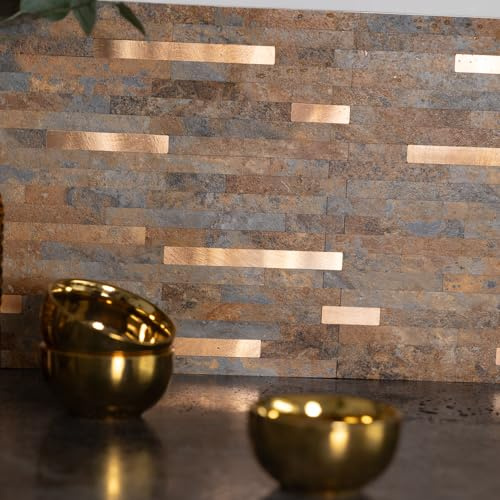 Create Your World dc fix Slate and Metal Self-Adhesive Premium Wall Tiles (10 Tiles) 29.7CM X 29.2CM