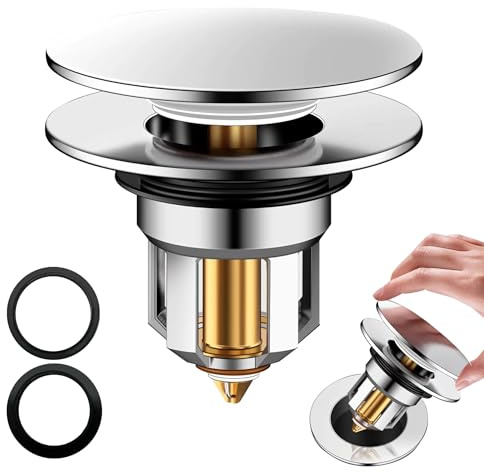 1 Piezas Cobre Total Tapón de Lavabo Universal, Tapón de Lavabo Universal Pop Up, Tapon Lavabo Baño en, Cobre Total Tapón para Lavabo baño, para baño, lavamanos, bañera y Cocina (34-40mm).